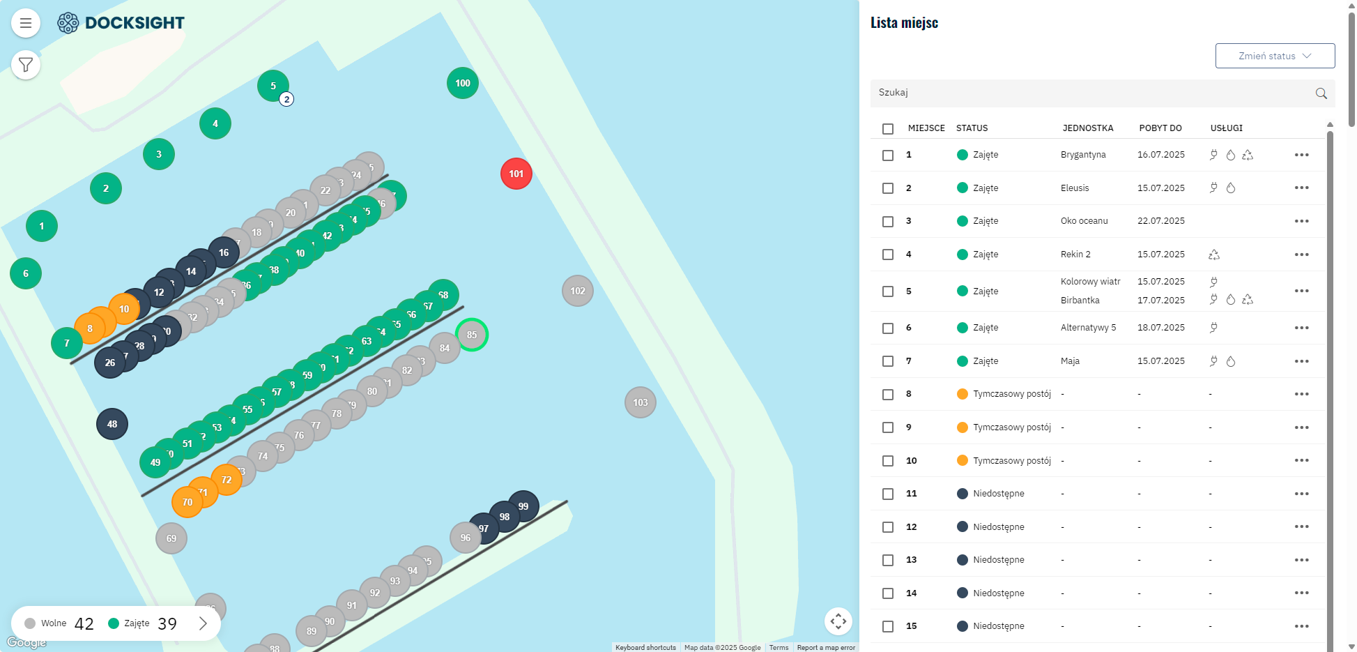 Docksight - Główny widok aplikacji